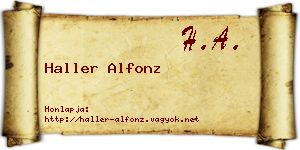 Haller Alfonz névjegykártya